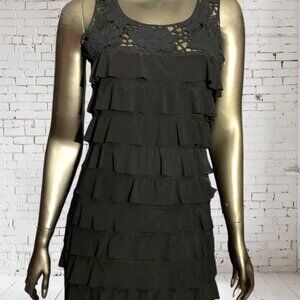 Women's As U Wish Black Ruffled Dress - Medium